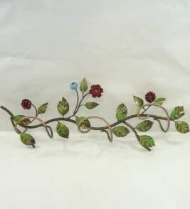 Attacappanni Porte-manteau en fer forgé avec roses murales 3 places