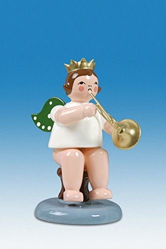 Rudolphs Schatzkiste Holzfigur Engel sitzend mit Waldhorn ohne Krone Höhe 6cm NEU Holzengel Instrument Seiffen Erzgebirge Figur Dekoration Holzfiguren Weihnachten Fensterschmuck Spielzeug Deko
