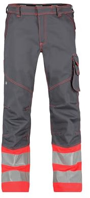 DASSY® Phoenix Warnschutzhose - Größe 52 - ZEMENTGRAU/NEONROT