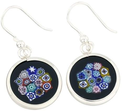 Pendientes colgantes redondos Millefiori - Plata
