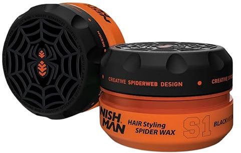 NISHMAN Aqua Spider Wax S1 – Black Widow 150g – Zitrus Duft – Starker Halt & Glänzendes Finish Haarwachs für Männer, Flexibles Styling für Alle Haartypen