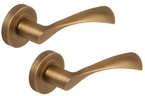 Excel DH3545 Flex Passage Door Handles on Round Rose, Matt Antique Brass