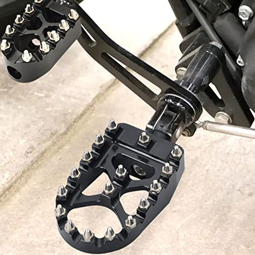Goldfire Black Motorcycle Pegs CNC Wide Foot Pegs 360° Roating MX Chopper Bobber Style Fits for Dyna Sportster FLFB FLSTF Iron 883 Softail Street Glide (Wide Fat Footpegs)