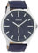 Oozoo Herrenuhr mit Lederband und gerändelter Lünette 46 MM Blau/Blau C10332