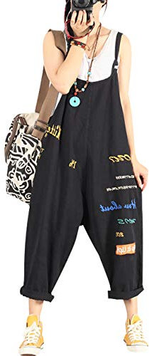Bigassets Donna Jeans Salopette Senza maniche Tute pagliaccetto Style 2 Black