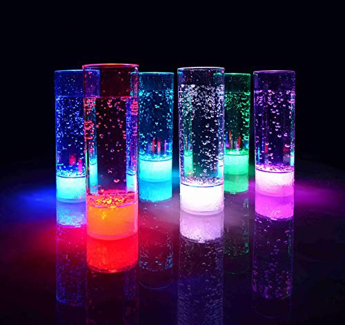 PRECORN 4er Set LED beleuchtetes Longdrinkglas Kunststoff 400ml Trinkglas Partyglas Hochzeit Silvesterparty