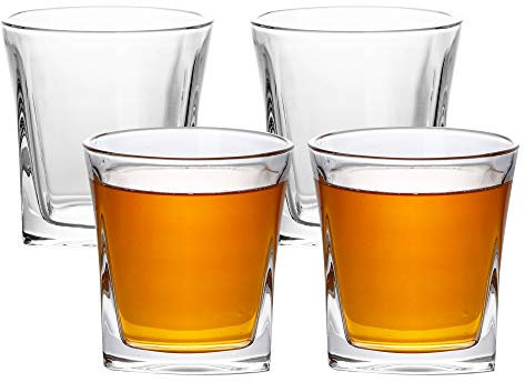 INTIRILIFE 4X Whisky Gläser Set in KRISTALL KLAR 'VINTAGE' -260 ml- Old Fashioned Whiskey Kristallglas Bleifrei im Sculpture Design spülmaschinenfest Whiskey Glas für Cocktail Scotch Gin Rum Wasser
