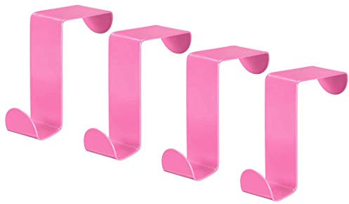 N/A Türhaken für Schranktüren, beidseitig verwendbar, robust, 65 mm x 26 mm, Rosa, Rot, 4 Stück