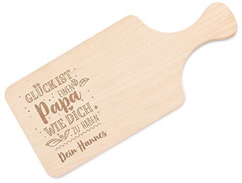 Herz & Heim® Praktisches Vatertagsgeschenk – Frühstücksbrettchen mit Gravur - Glück ist einen Papa wie dich zu haben!