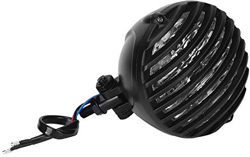 KIMISS 5.5in Vintage griglia Moto Faro Faro Accessorio Modifica Pratica Faro Moto (Nero, Argento)(Nero)