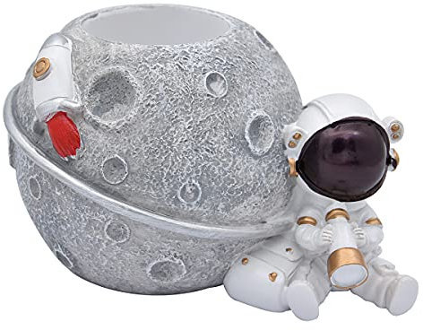 SIPLIV Pot à crayons en résine en forme d'astronaute - Pour bureau, salle de classe, maison - Violet