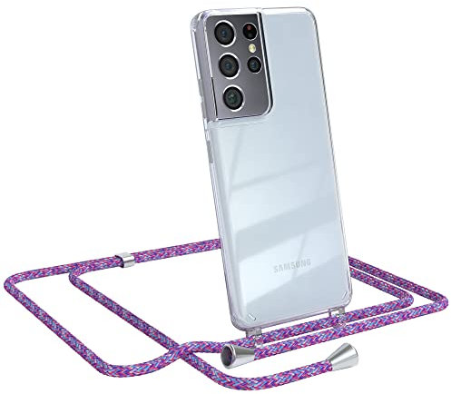 EAZY CASE Handykette kompatibel mit Samsung Galaxy S21 Ultra 5G Handyhülle mit Umhängeband, Handykordel mit Schutzhülle, Silikonhülle, Hülle, Stylische Kette mit Hülle für Smartphone, Unicorn