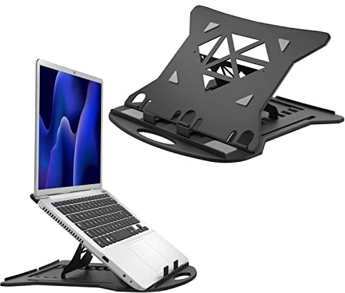ACROPAQ - Support ordinateur portable - Pliable et réglable en hauteur, Compatible avec MacBook, Dell, Lenovo, Samsung, Acer, Huawei MateBook - Noir