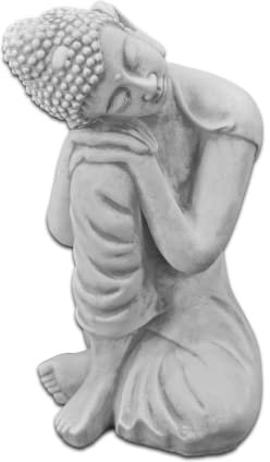 gartendekoparadies.de Statue de Bouddha en pierre massive résistante au gel 38 cm Gris