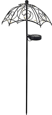 abc HOME | Gartenstecker Schirm & Rankhilfe | 2in1 | LEDs | Solarpanel | Lichtsensor | 69 cm H