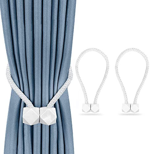 Magnetische Vorhang Raffhalter,Gardinen Raffhalter Halter Vorhangbinder für Zuhause, Büro, Hotel Fenster Dekoration (2 Stück Weiß)