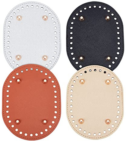 PandaHall 4 Stück Gehäkelter Taschenboden, 5.7 x 4.3,(5) cm Ovalboden Tasche Lederboden Shaper Pad Kleine Geldbörse Boden Für Taschen Kissenbasis Mit Löchern Für DIY Taschen Umhängetaschen