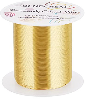 BENECREAT Filo di rame resistente all'ossidazione, per gioielli e altri gioielli, 0,3 mm, 150 m, colore: oro chiaro