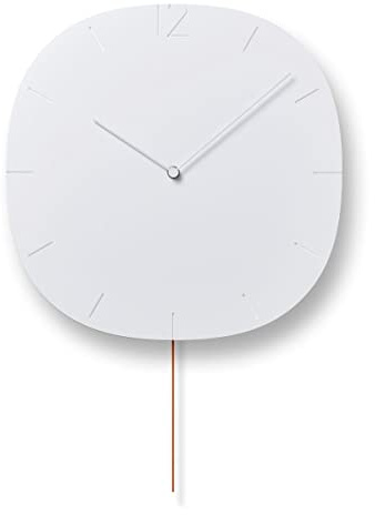 Lemnos Pendeluhr Designer Wanduhr Carved SE Groß ohne Tickgeräusche aus Japan, Weiße Modern für Küche, Wohnzimmer oder Büro