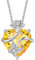 FJ Collier Papillon pour Femme Argent Sterling 925 Collier Citrine Coeur Pendentif Pierre de Naissance Novembre Collier Fleur Rose Bijoux pour Femme