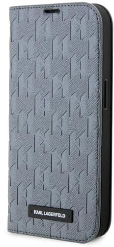 KARL LAGERFELD KLBKP14LSAKLHPG Hülle für iPhone 14 Pro 6.1 Bookcase Silber Saffiano Monogram