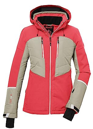 killtec Damen Skijacke/Funktionsjacke mit abzippbarer Kapuze und Schneefang KSW 87 WMN SKI JCKT, neon-coral, 44, 39750-000