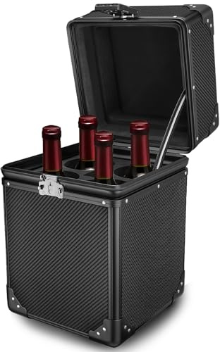 T-carbon Real Carbon Fiber WINE-4B Portable Wine Bottle Protector,Wine Bottle Storage Box - TSA Compliant, 4 Bottle Wine Bottle Storage Box