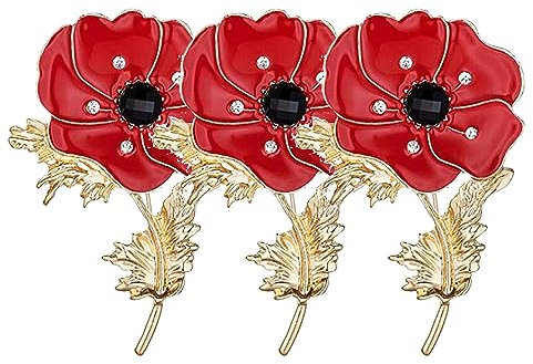 Broche en forme de coquelicot rouge en cristal pour vétérans, cadeau pour vétérans, broche coquelicot rouge en émail pour femme et homme, cadeau du souvenir, Acier allié