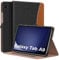 MoKo Case for Samsung Galaxy Tab A9 8.7-Inch 2023 (SM-X110/SM-X115/SM-X117), Premium PU Leather Multi-Angle Viewing Folding Stand Cover Case with Hand Strap, Front Pocket, Demin Black & Brown