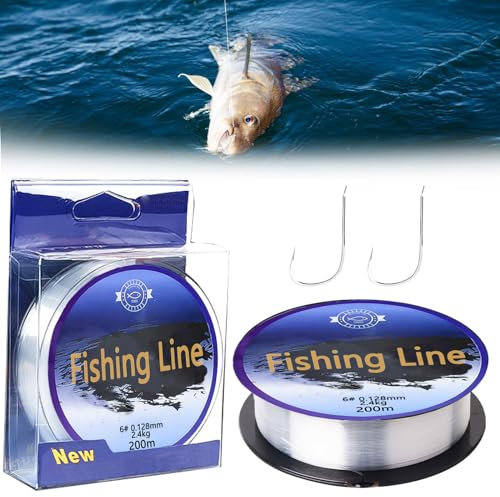 Lenza da Pesca, Lenza da Pesca in Monofilamento, Filo da Pesca Trasparente, Filo di Nylon per Pesca, Filo da Pesca, Lenza da Pesca Resistente, Filo da Pesca Monofilamento, 200M, 0.128MM