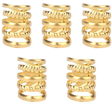 ANKROYU 5 Stück Frühlings Haarperlen, Metall Bart Dreadlocks Im Retro Stil, Bartringe, Frühlings Haarschmuck, Spiral Haar Accessoires, Für Jäten, Party, Cosplay(Gold)