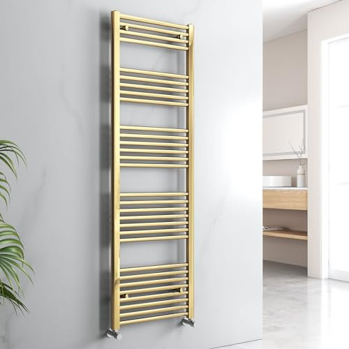 EMKE Towel Rail Radiator Gold, Heated Towel Rail for Bathrooms 1600 x 500mm, Modern Straight Towel Radiator Versatile Wall/Floor Mounted Bathroom Radiators