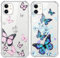 Xylota 2 Stück Handyhülle für iPhone 12/iPhone 12 Pro 6,1 Hülle, Durchsichtig Aesthetic Schmetterling Muster Case, Transparent Dünn Silikon TPU Stoßfeste Kratzfest Schutzhülle Frauen Mädchen Cover