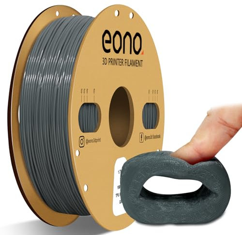 EONO 95A TPU Filament 1,75 mm, Flexibles Weiches TPU Filament 1 kg (2,2 lbs), Maßgenauigkeit +/- 0,03 mm für FDM Drucker, Grau