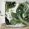 ASDCXZ Tenda da doccia a foglie, 180 x 240 cm, primavera, astratto, arte verde, foglie bianche, per bagno, lavabile, in poliestere, impermeabile, per vasca da bagno con 12 ganci