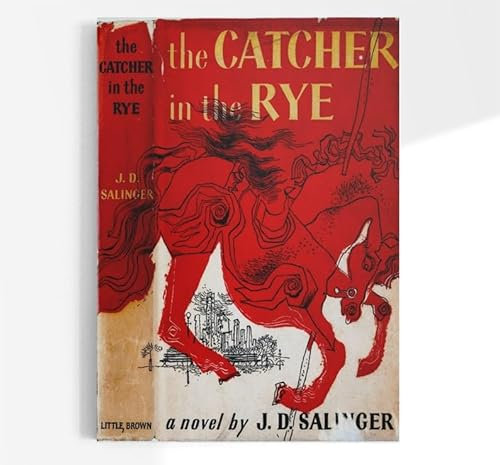 Der Fänger im Roggen J.D. Salinger | Vintage-Bucheinband-Illustration | antike Malerei, alter Vintage-Druck, feines Wandkunst-Poster, Heimdekor-Kunstbild