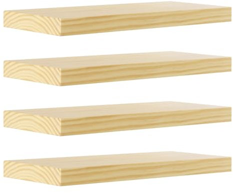 eSituro Étagère Murale, Lot de 4, Tablette Murale, en Bois Massif, Support Invisible, 50x19x3,5cm