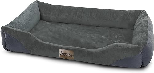 normani Hundebett Hundekissen für kleine, mittelgroße und große Hunde - waschbare Hundekörbchen mit hohem Rand 80x120, 70x100, 60x80, 40x50 Anthrazit 40 cm x 50 cm