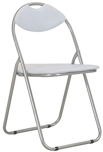 KTHLBRH Stühle für das Wohnzimmer Küchenstuhl Bürostuhl Klappbare Esszimmerstühle 2 STK. Weiß Kunstleder für Büro, Wohnzimmer, Küche