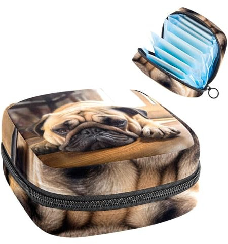 Perioden-Tasche, Aufbewahrungstasche für Damenbinden, Bulldogge, niedlicher Hund, Tampon-Tasche für Geldbörse