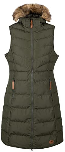 Trespass Womens Gilet Audrey - Longer Length Body Warmer Hooded With 2 Pockets, Ladies Gilet with Hood, Longline Padded Gilet, Sleeveless Jacket, Puffer Coat
