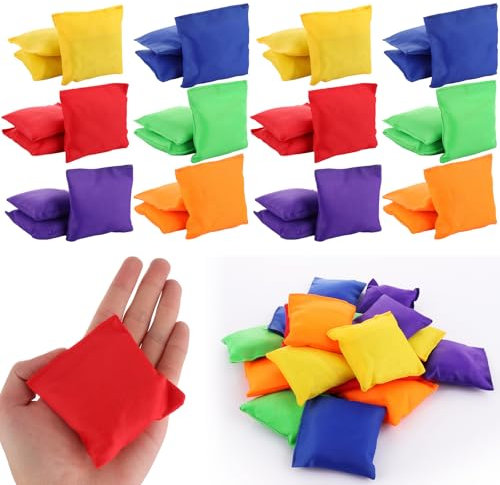 APACALI 36 Stück Sitzsäcke für Kinder, 7 x 7 cm, kleiner Sitzsack, bunte Sitzsäcke werfen für Spaß, Sport, Outdoor, Familienspiele, 6 Farben