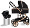 Kinderwagen Organizer mit Babykorb und Anti-shock-federn, Buggy 3 in 1 Kinderwagen Set Buggy mit Babyschale Wanne und Sportwagen, Kinderwagenschalen (schwarz)