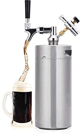 WHITEUQ Bierzapfanlage, Bierfass Bierfässer aus Edelstahl, tragbare Bierfasssysteme für den Haushalt, Bierbrausysteme (5 l)