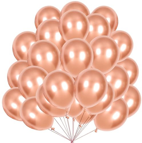 KOBOKO Luftballons Rosegold Metallic, 50 Stück Ballons Rosegold Hochzeitsdeko, Rosa Luftballons Geburtstag Mädchen, Rose Gold Helium Ballons Partydeko, Rosa Ballon für Geburtstag,Valentinstag,Hochzeit