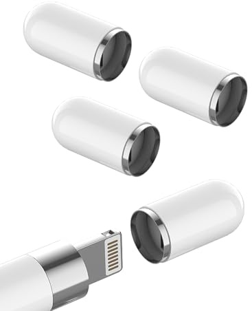 Tapón de repuesto compatible (4 paquetes) para Apple Pencil 1ª Generación Lápiz Tapón Conector para iPad Accesorios Recambio Lápiz Tapón Adaptador de Primera Generación
