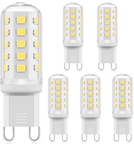 Ampoule LED G9 à intensité variable, 3W Blanc Froid 6000K, équivalent à une Ampoule Halogène G9 de 40 W, Ampoule LED à économie d'énergie, Sans Scintillement, pour éclairage Domestique, 6 Pièces