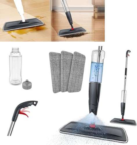 Flash Power Spray Mop,Microfibre Flat Mop Set with 3 Replaceable Pads,Floor Mops Wet&Dry Floor Cleaning Mop with 360°Rotatable Head & 700 ml Tank for Household/Laminate Floor/ Cleaning