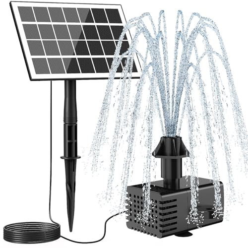 Jutai Kit de fontaine solaire en verre sans batterie, pompe à fontaine solaire de 3,5 W à faire soi-même - Fonctionne à l'ombre - Pompe à eau solaire pour bain d'oiseaux, fontaine d'eau, jardin