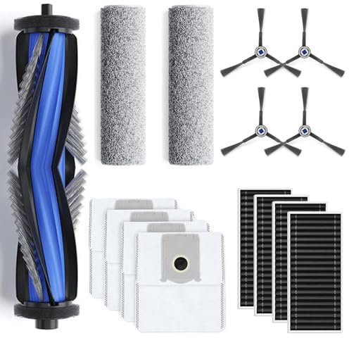 Geoviizon Lot de 15 accessoires pour ECOVACS DEEBOT X8 Omni/X8 Pro Omni, 1 brosse principale en caoutchouc, 4 filtres, 2 rouleaux de nettoyage, 4 brosses latérales, 4 sacs d'aspirateur